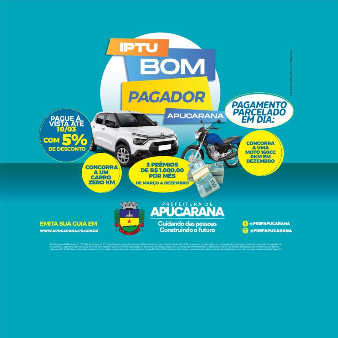 Prefeitura prorroga prazo de pagamento do IPTU Bom Pagador após atraso na entrega pelos Correios