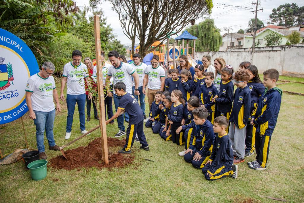 Estudantes plantam árvores frutíferas e transformam aprendizado em cuidado com o meio ambiente